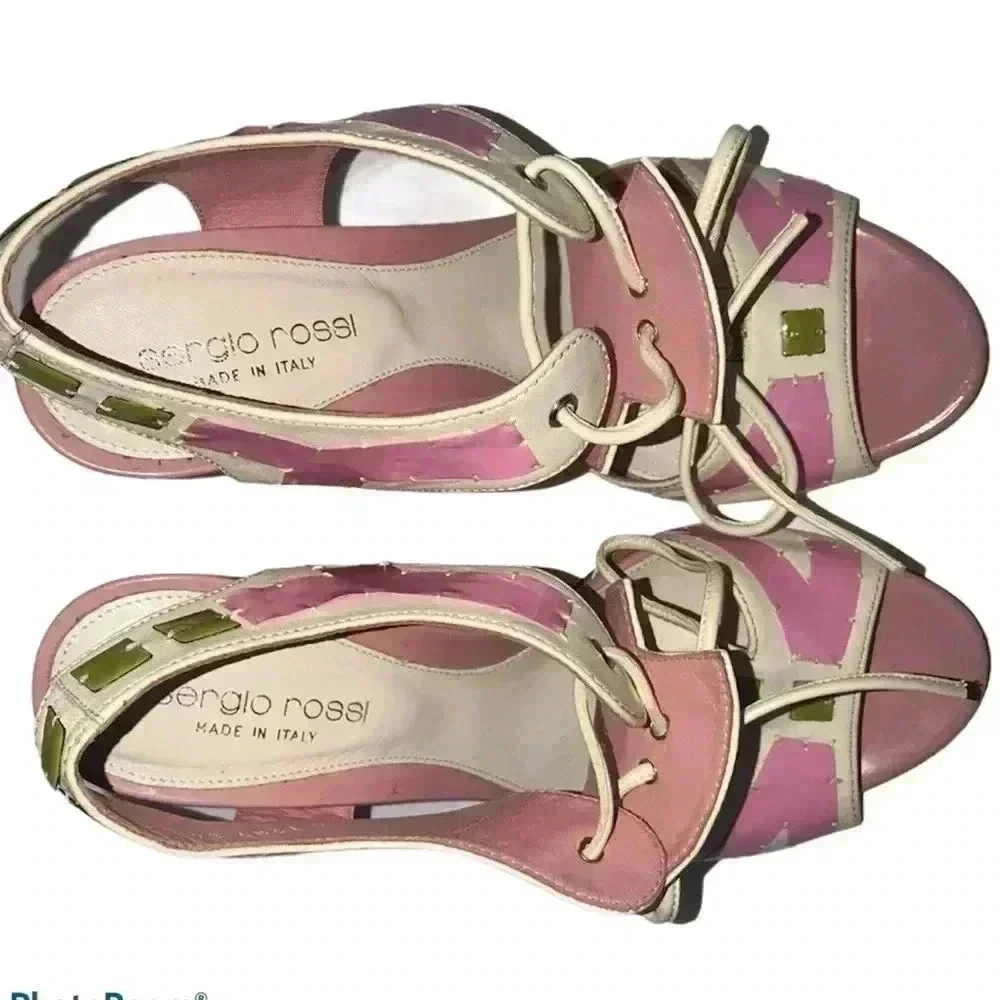 Sergio Rossi Vintage Geometric Sandals Size 36.5 - Picture 5 of 7